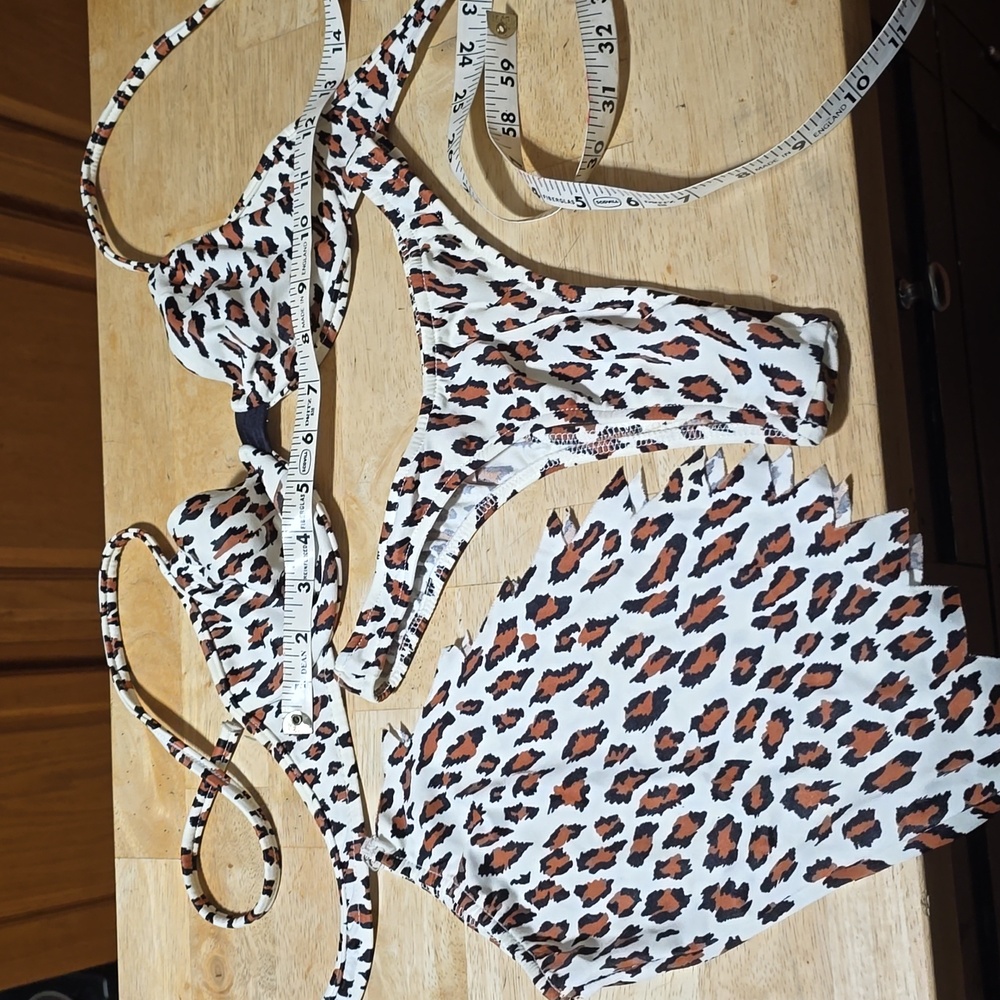Animal Print Thong Bikini w/ Removeable Booty Flap.